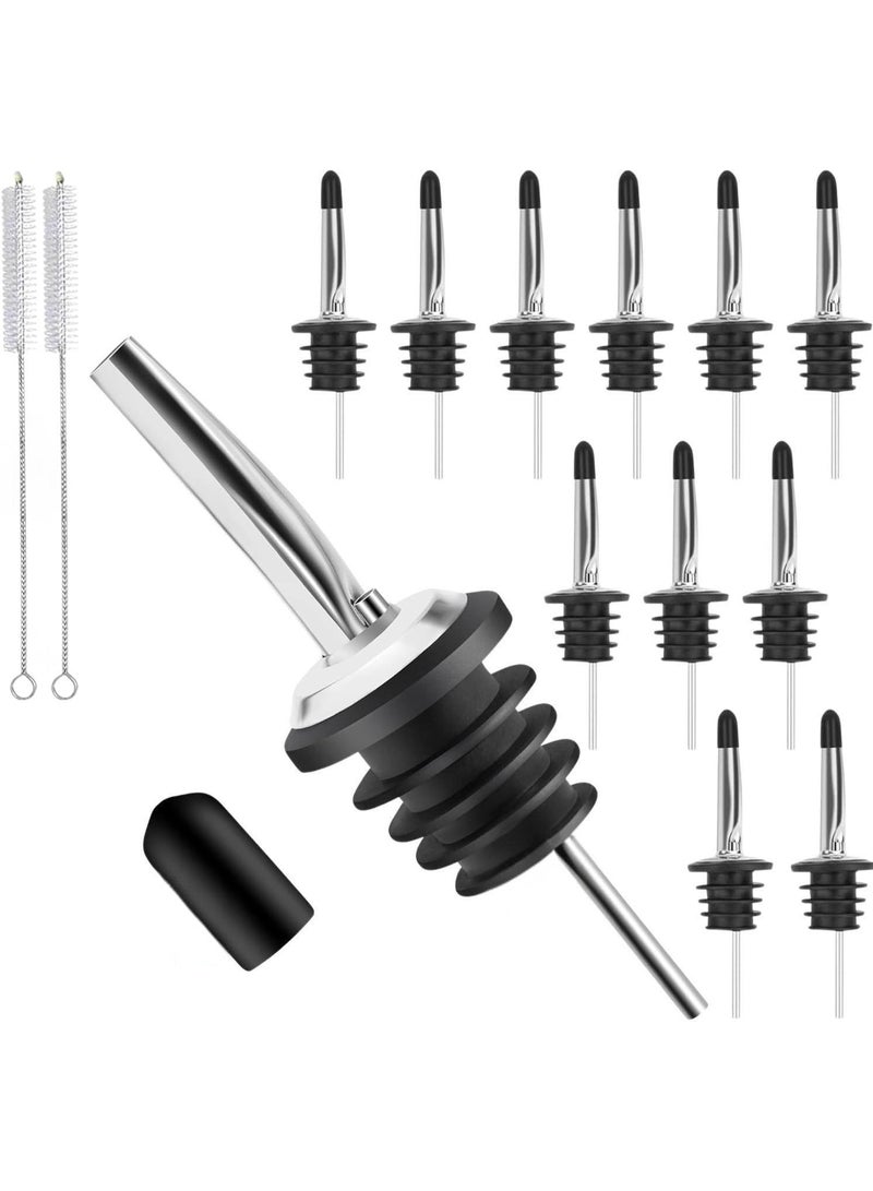 هوم زون عبوة من 12 قطعة من فوهة سكب الزيت مع اغطية مطاطية للغبار وفوهة صب المشروبات من الستانلس ستيل لزيت الزيتون والخل - Image 1